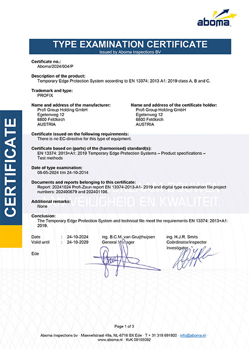 ABOMA<br />CERTIFICATE